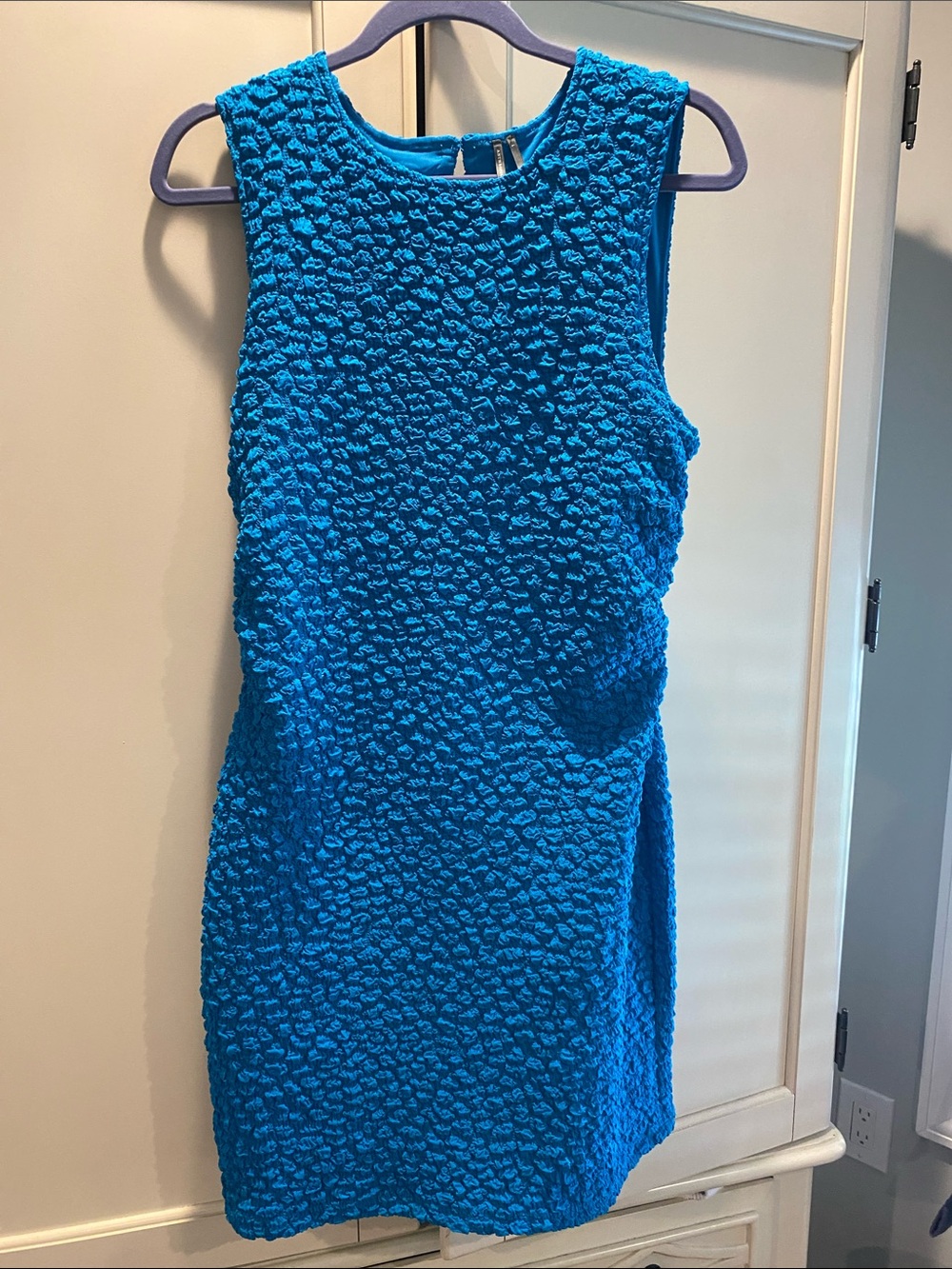 Anthropologie Textured Sleeveless Blue Shift Dress size Large